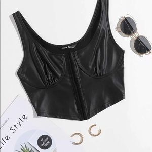 SHEIN faux leather corset top black